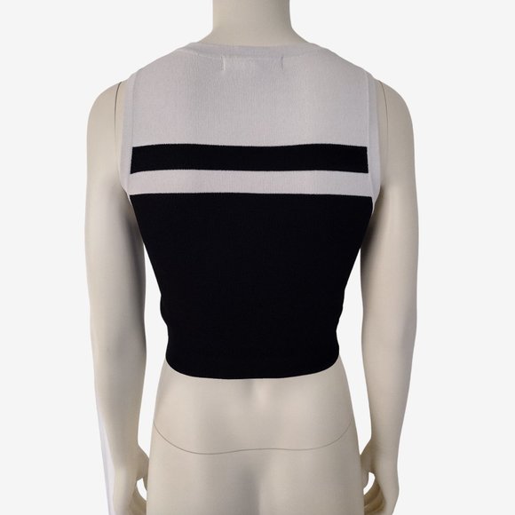 Forever 21 Black White Color Block Sleeveless Smooth Knit Cropped Top S - Picture 6 of 8